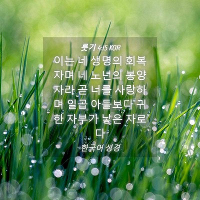 Picture 04 - 룻기 4:15 KOR - 이는 네 생명의 회복자며 네 노년의 - Bible Verse Picture