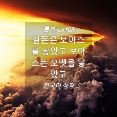 Picture 04 - 룻기 4:21 KOR - 살몬은 보아스를 낳았고 보아스는 - Bible Verse Picture