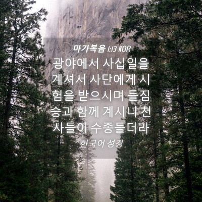 Picture 04 - 마가복음 1:13 KOR - 광야에서 사십일을 계셔서 사단에게 - Bible Verse Picture