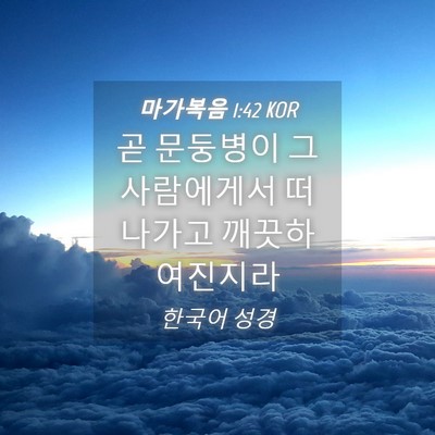 Picture 04 - 마가복음 1:42 KOR - 곧 문둥병이 그 사람에게서 떠나가고 - Bible Verse Picture