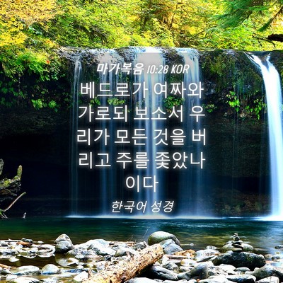 Picture 04 - 마가복음 10:28 KOR - 베드로가 여짜와 가로되 보소서 - Bible Verse Picture