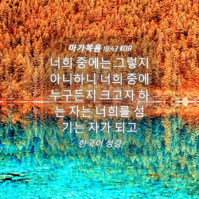Picture 04 - 마가복음 10:43 KOR - 너희 중에는 그렇지 아니하니 너희 - Bible Verse Picture