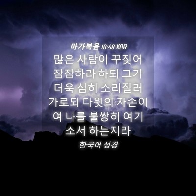 Picture 04 - 마가복음 10:48 KOR - 많은 사람이 꾸짖어 잠잠하라 하되 - Bible Verse Picture