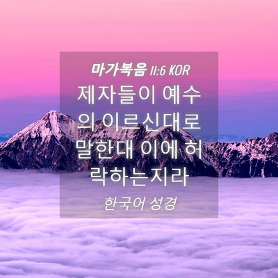 Picture 04 - 마가복음 11:6 KOR - 제자들이 예수의 이르신대로 말한대 - Bible Verse Picture