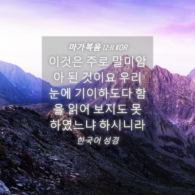 Picture 04 - 마가복음 12:11 KOR - 이것은 주로 말미암아 된 것이요 - Bible Verse Picture