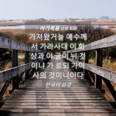 Picture 04 - 마가복음 12:16 KOR - 가져왔거늘 예수께서 가라사대 이 - Bible Verse Picture