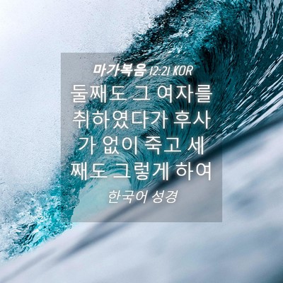 Picture 04 - 마가복음 12:21 KOR - 둘째도 그 여자를 취하였다가 후사가 - Bible Verse Picture