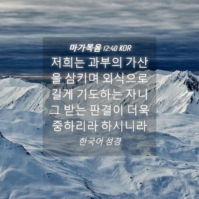 Picture 04 - 마가복음 12:40 KOR - 저희는 과부의 가산을 삼키며 - Bible Verse Picture