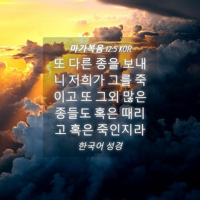 Picture 04 - 마가복음 12:5 KOR - 또 다른 종을 보내니 저희가 그를 - Bible Verse Picture