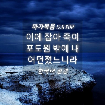Picture 04 - 마가복음 12:8 KOR - 이에 잡아 죽여 포도원 밖에 - Bible Verse Picture