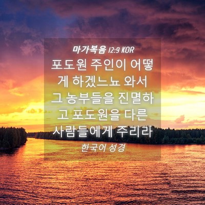 Picture 04 - 마가복음 12:9 KOR - 포도원 주인이 어떻게 하겠느뇨 와서 - Bible Verse Picture