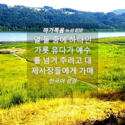Picture 04 - 마가복음 14:10 KOR - 열 둘 중에 하나인 가룟 유다가 - Bible Verse Picture