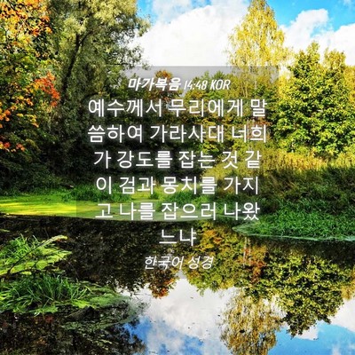 Picture 04 - 마가복음 14:48 KOR - 예수께서 무리에게 말씀하여 - Bible Verse Picture