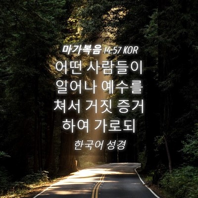 Picture 04 - 마가복음 14:57 KOR - 어떤 사람들이 일어나 예수를 쳐서 - Bible Verse Picture