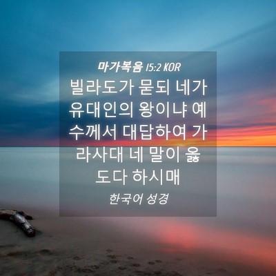 Picture 04 - 마가복음 15:2 KOR - 빌라도가 묻되 네가 유대인의 왕이냐 - Bible Verse Picture