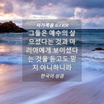 Picture 04 - 마가복음 16:11 KOR - 그들은 예수의 살으셨다는 것과 - Bible Verse Picture