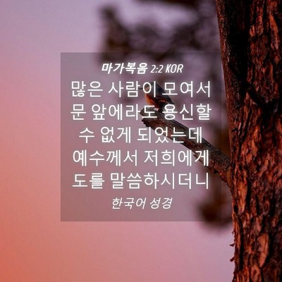 Picture 04 - 마가복음 2:2 KOR - 많은 사람이 모여서 문 앞에라도 - Bible Verse Picture