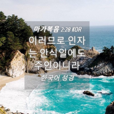 Picture 04 - 마가복음 2:28 KOR - 이러므로 인자는 안식일에도 - Bible Verse Picture