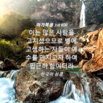 Picture 04 - 마가복음 3:10 KOR - 이는 많은 사람을 고치셨으므로 병에 - Bible Verse Picture