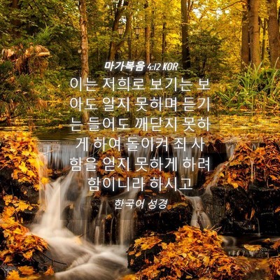 Picture 04 - 마가복음 4:12 KOR - 이는 저희로 보기는 보아도 알지 - Bible Verse Picture