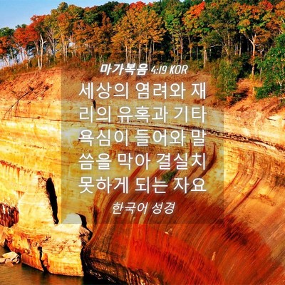 Picture 04 - 마가복음 4:19 KOR - 세상의 염려와 재리의 유혹과 기타 - Bible Verse Picture