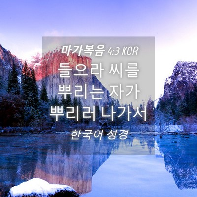 Picture 04 - 마가복음 4:3 KOR - 들으라 씨를 뿌리는 자가 뿌리러 - Bible Verse Picture