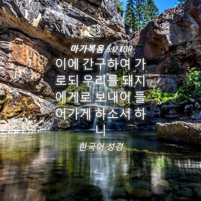 Picture 04 - 마가복음 5:12 KOR - 이에 간구하여 가로되 우리를 - Bible Verse Picture