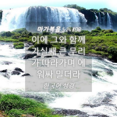 Picture 04 - 마가복음 5:24 KOR - 이에 그와 함께 가실쌔 큰 무리가 - Bible Verse Picture