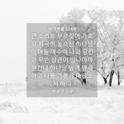 Picture 04 - 마가복음 5:7 KOR - 큰 소리로 부르짖어 가로되 지극히 - Bible Verse Picture