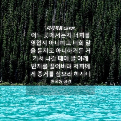 Picture 04 - 마가복음 6:11 KOR - 어느 곳에서든지 너희를 영접지 - Bible Verse Picture