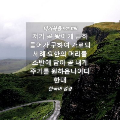 Picture 04 - 마가복음 6:25 KOR - 저가 곧 왕에게 급히 들어가 구하여 - Bible Verse Picture