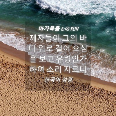 Picture 04 - 마가복음 6:49 KOR - 제자들이 그의 바다 위로 걸어 - Bible Verse Picture