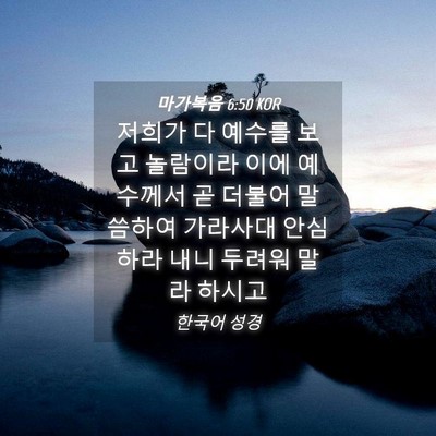 Picture 04 - 마가복음 6:50 KOR - 저희가 다 예수를 보고 놀람이라 - Bible Verse Picture
