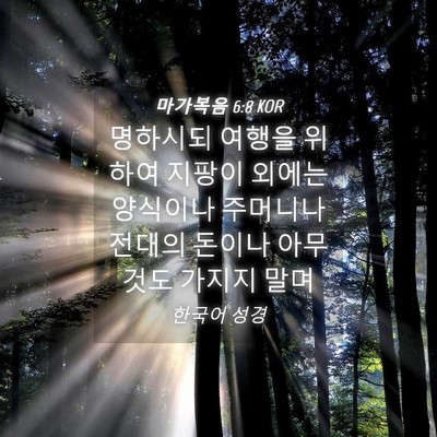 Picture 04 - 마가복음 6:8 KOR - 명하시되 여행을 위하여 지팡이 - Bible Verse Picture
