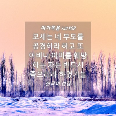 Picture 04 - 마가복음 7:10 KOR - 모세는 네 부모를 공경하라 하고 또 - Bible Verse Picture