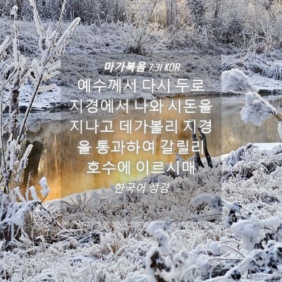 Picture 04 - 마가복음 7:31 KOR - 예수께서 다시 두로 지경에서 나와 - Bible Verse Picture