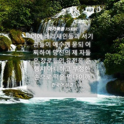 Picture 04 - 마가복음 7:5 KOR - 이에 바리새인들과 서기관들이 - Bible Verse Picture