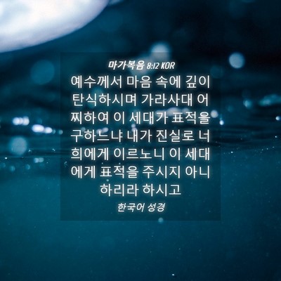 Picture 04 - 마가복음 8:12 KOR - 예수께서 마음 속에 깊이 탄식하시며 - Bible Verse Picture