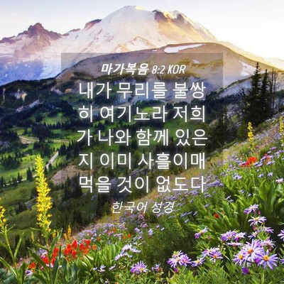 Picture 04 - 마가복음 8:2 KOR - 내가 무리를 불쌍히 여기노라 저희가 - Bible Verse Picture