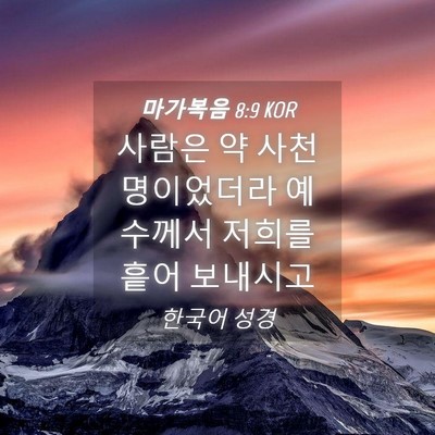 Picture 04 - 마가복음 8:9 KOR - 사람은 약 사천명이었더라 예수께서 - Bible Verse Picture
