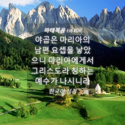 Picture 04 - 마태복음 1:16 KOR - 야곱은 마리아의 남편 요셉을 - Bible Verse Picture