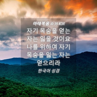 Picture 04 - 마태복음 10:39 KOR - 자기 목숨을 얻는 자는 잃을 것이요 - Bible Verse Picture