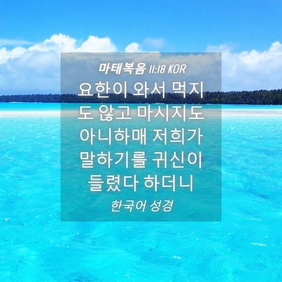Picture 04 - 마태복음 11:18 KOR - 요한이 와서 먹지도 않고 마시지도 - Bible Verse Picture