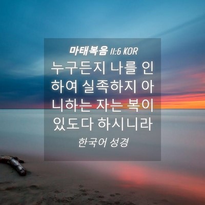Picture 04 - 마태복음 11:6 KOR - 누구든지 나를 인하여 실족하지 - Bible Verse Picture
