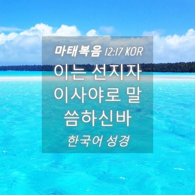 Picture 04 - 마태복음 12:17 KOR - 이는 선지자 이사야로 - Bible Verse Picture