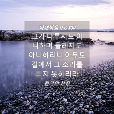 Picture 04 - 마태복음 12:19 KOR - 그가 다투지도 아니하며 들레지도 - Bible Verse Picture