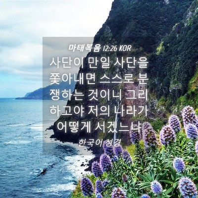 Picture 04 - 마태복음 12:26 KOR - 사단이 만일 사단을 쫓아내면 스스로 - Bible Verse Picture