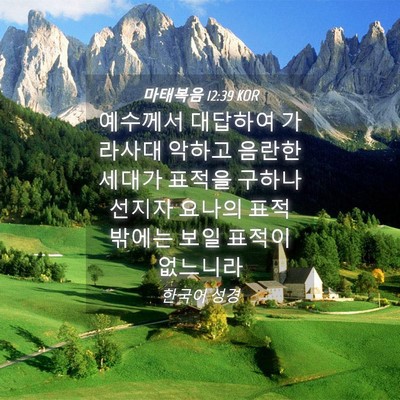 Picture 04 - 마태복음 12:39 KOR - 예수께서 대답하여 가라사대 악하고 - Bible Verse Picture