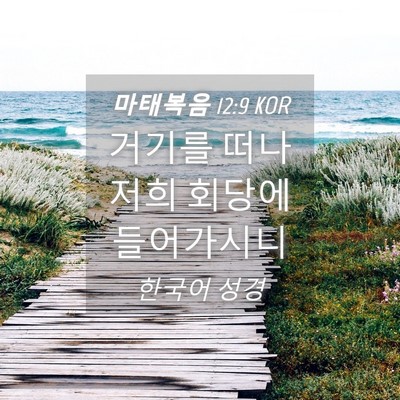 Picture 04 - 마태복음 12:9 KOR - 거기를 떠나 저희 회당에 - Bible Verse Picture