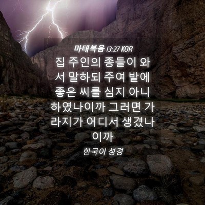 Picture 04 - 마태복음 13:27 KOR - 집 주인의 종들이 와서 말하되 주여 - Bible Verse Picture